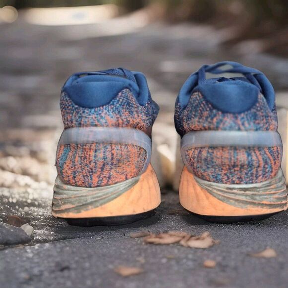 Nike Lunarglide 7 Flyknit Running Trainers Mens Size 8 Blue Lagoon Hyper Orange - Picture 6 of 8